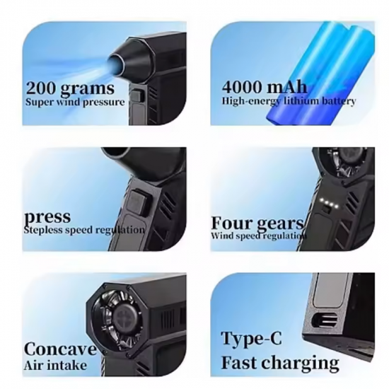 130000RPM Brushless Mini Electric Jet Dry Blower Air Dust Violent Turbo Fan Air Duster Mini Turbo Jet Fan Strong Dust Blower